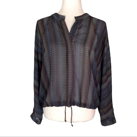 Lola & Sophie Drawstring Tie Front Dolman Sleeve Blouse - M - Picture 1 of 12